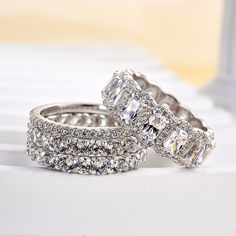 Luxurious Cushion Cut 5 Pieces Ring Set