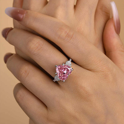 Royal Romantic Pink Stone Heart Cut Engagement Ring