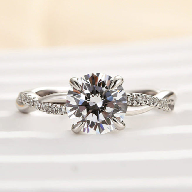 1.25 Carat Twist Round Cut Engagement Ring