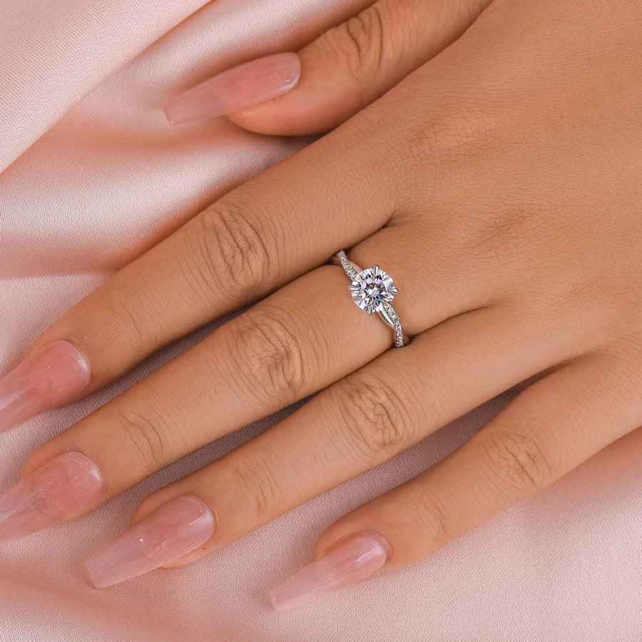 1.25 Carat Twist Round Cut Engagement Ring