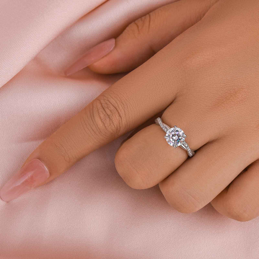 1.25 Carat Twist Round Cut Engagement Ring