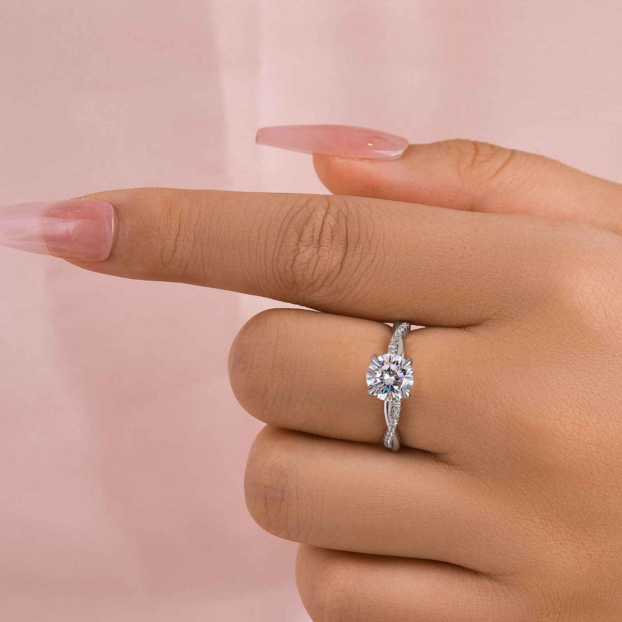1.25 Carat Twist Round Cut Engagement Ring