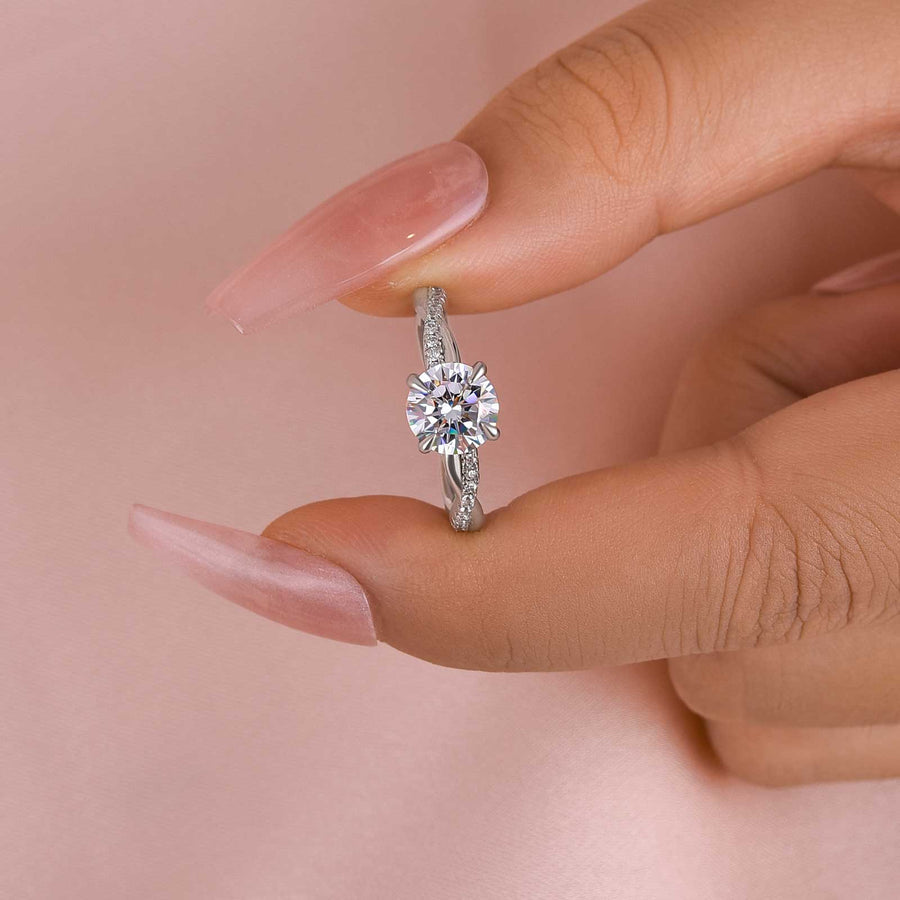 1.25 Carat Twist Round Cut Engagement Ring