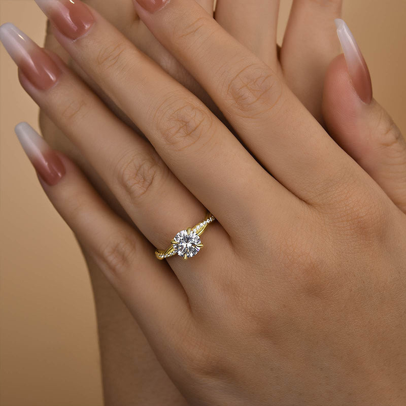 1.25 Carat Twist Round Cut Engagement Ring