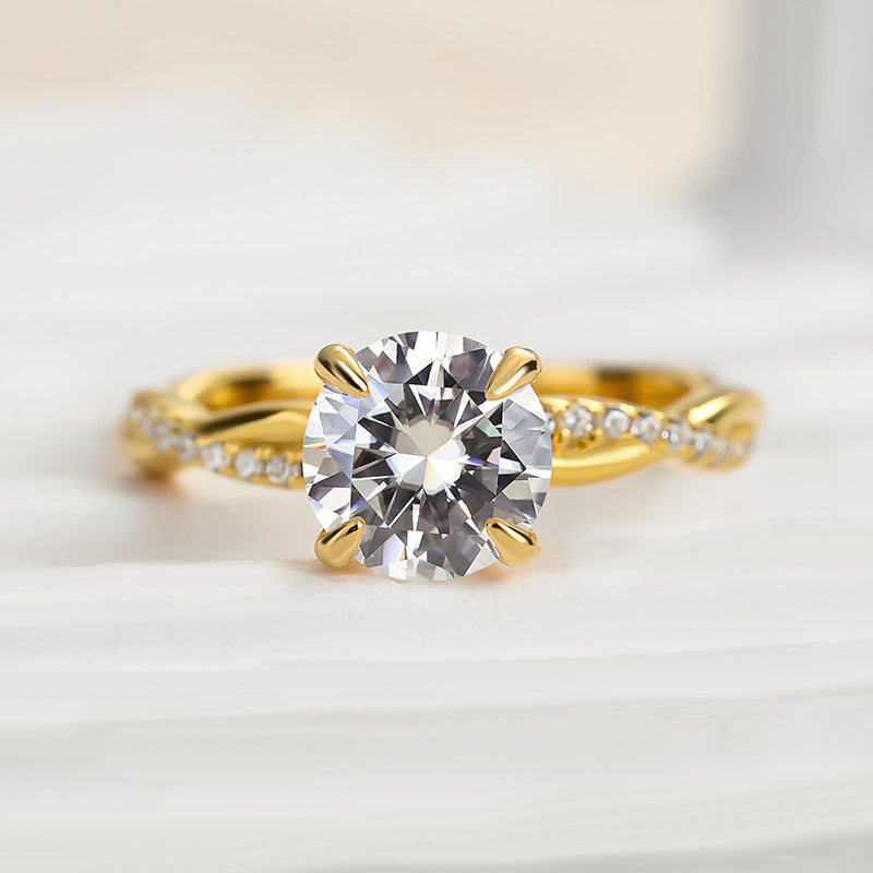 1.25 Carat Twist Round Cut Engagement Ring