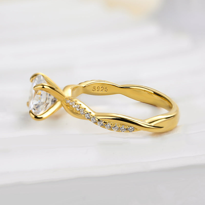 1.25 Carat Twist Round Cut Engagement Ring