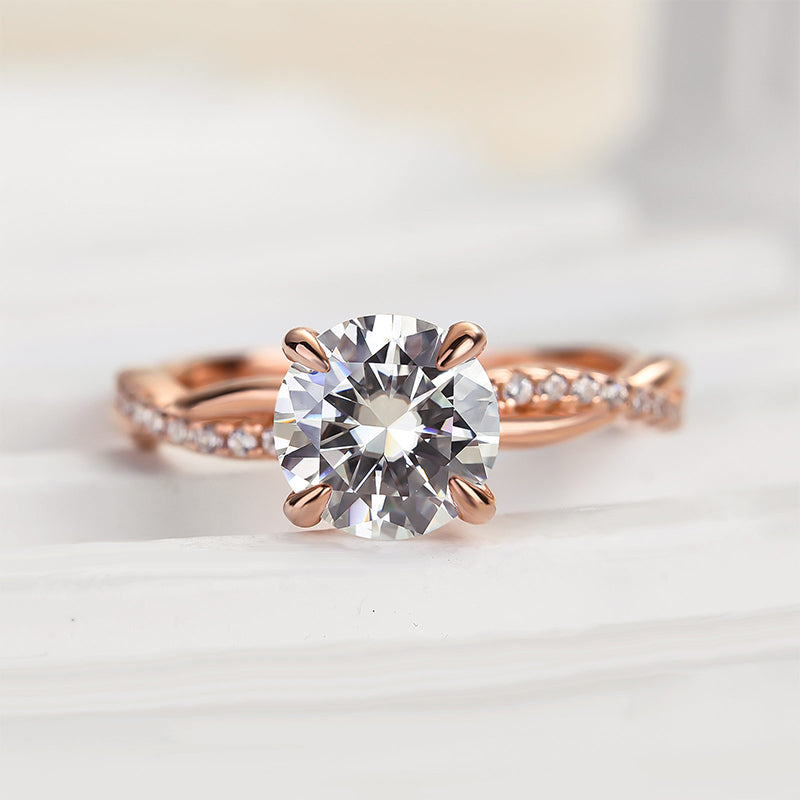 1.25 Carat Twist Round Cut Engagement Ring