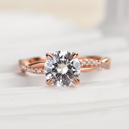 1.25 Carat Twist Round Cut Engagement Ring