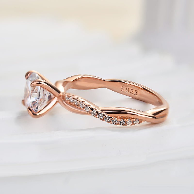 1.25 Carat Twist Round Cut Engagement Ring