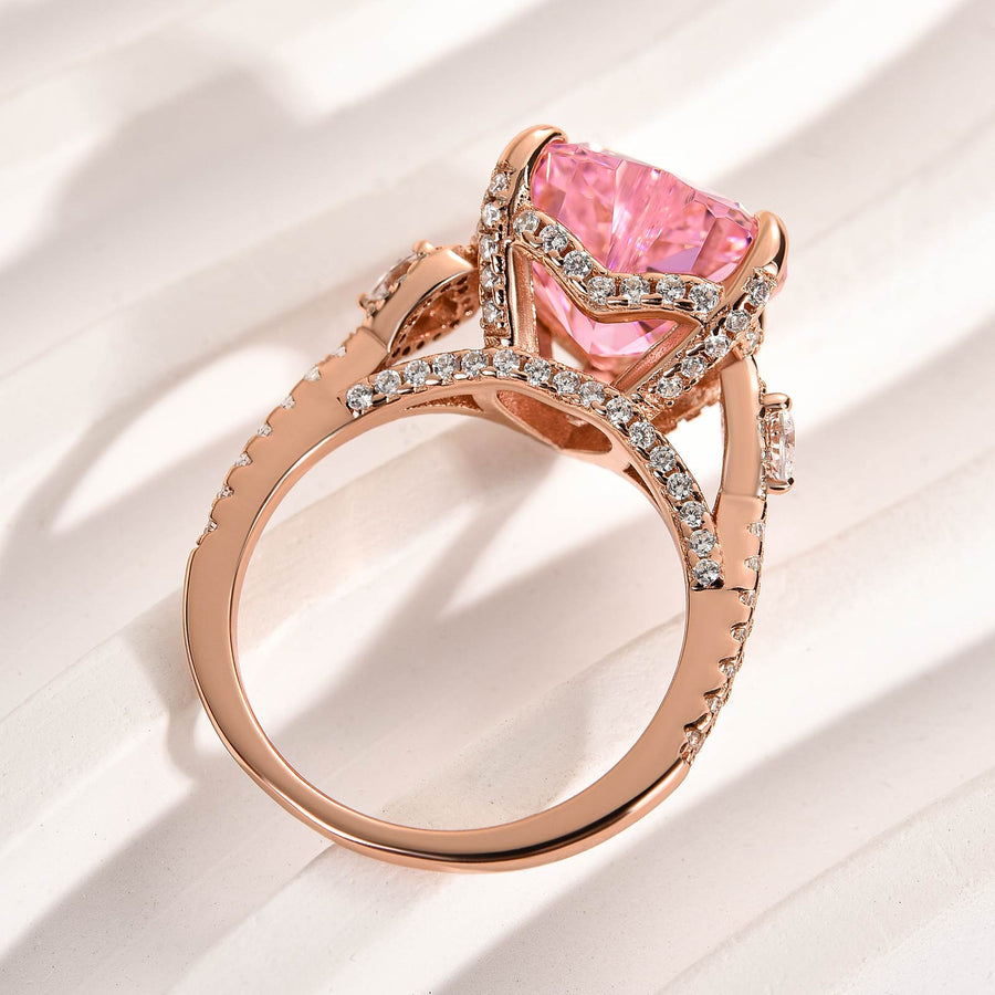 Royal Romantic Pink Stone Heart Cut Engagement Ring