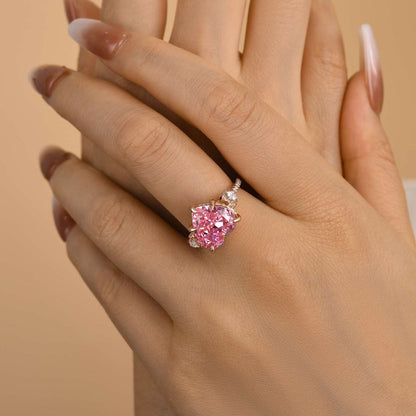 Royal Romantic Pink Stone Heart Cut Engagement Ring