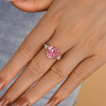 Royal Romantic Pink Stone Heart Cut Engagement Ring