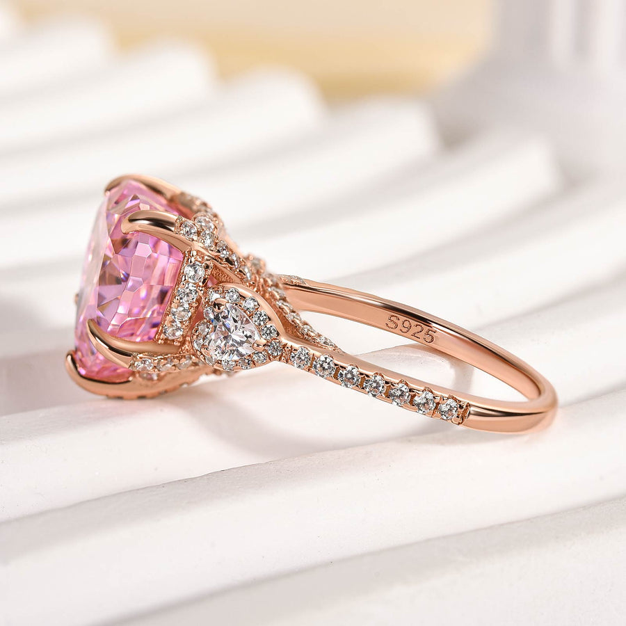 Royal Romantic Pink Stone Heart Cut Engagement Ring