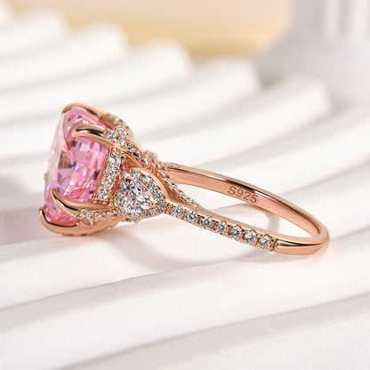 Royal Romantic Pink Stone Heart Cut Engagement Ring