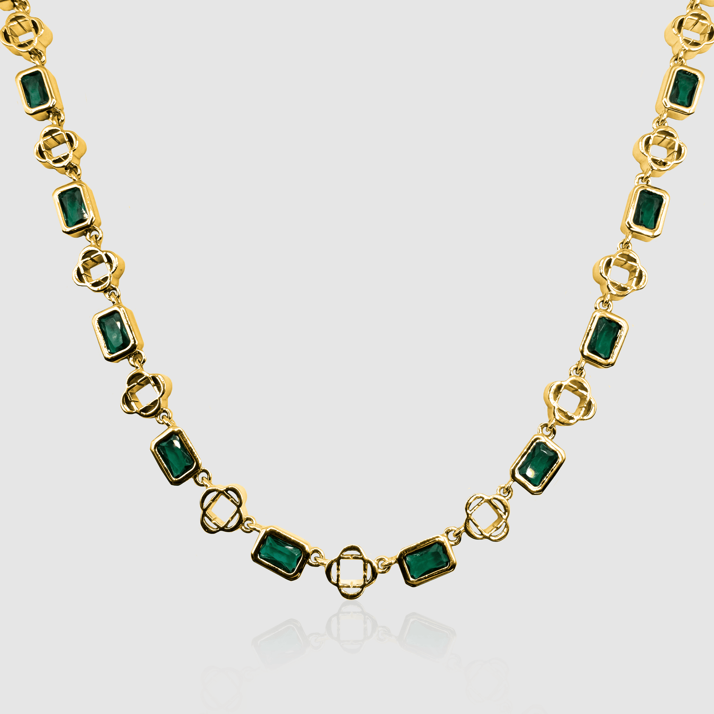 Green Gemstone Clover Necklace