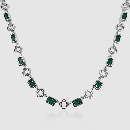 Green Gemstone Clover Necklace