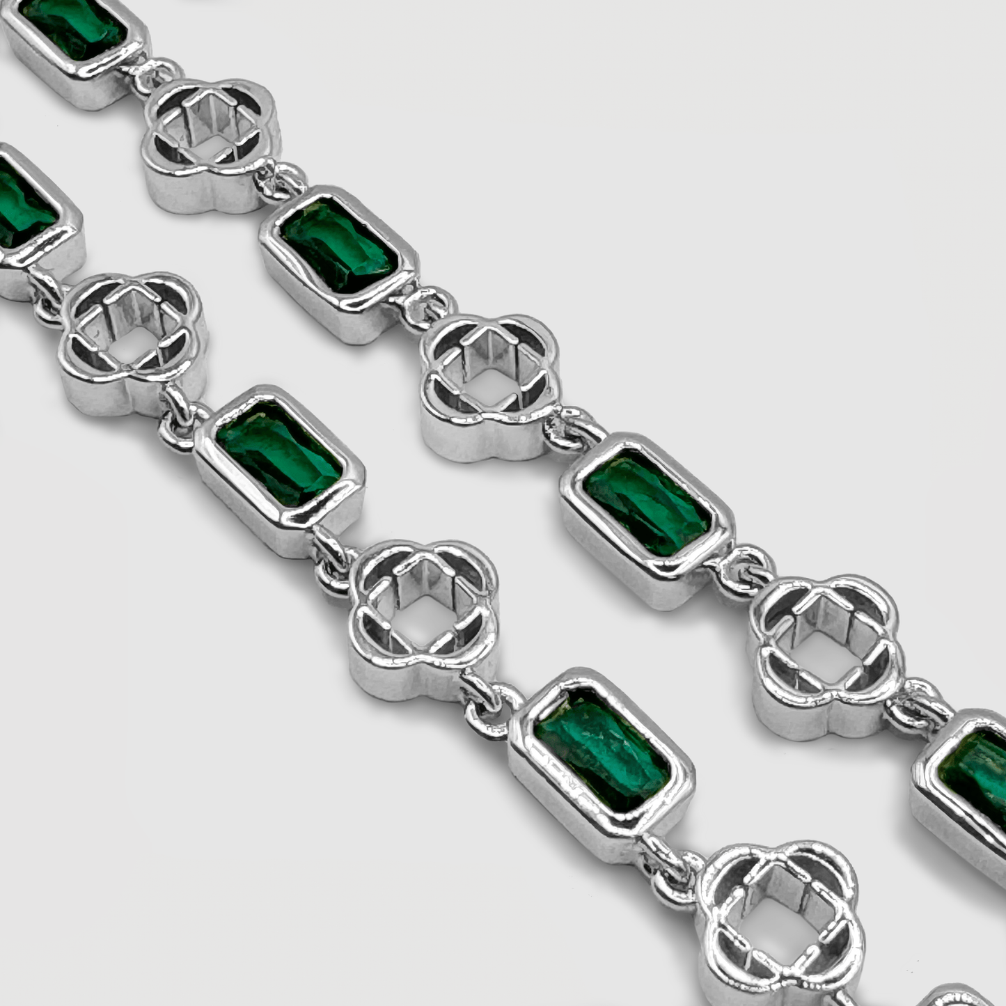 Green Gemstone Clover Necklace