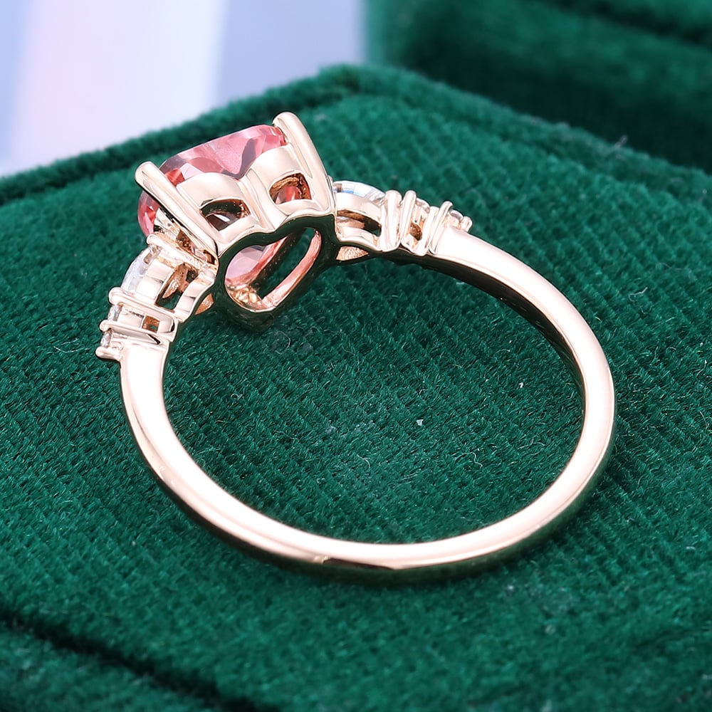 Heart Shaped Pink Sapphire Engagement Ring Cute Promise Ring