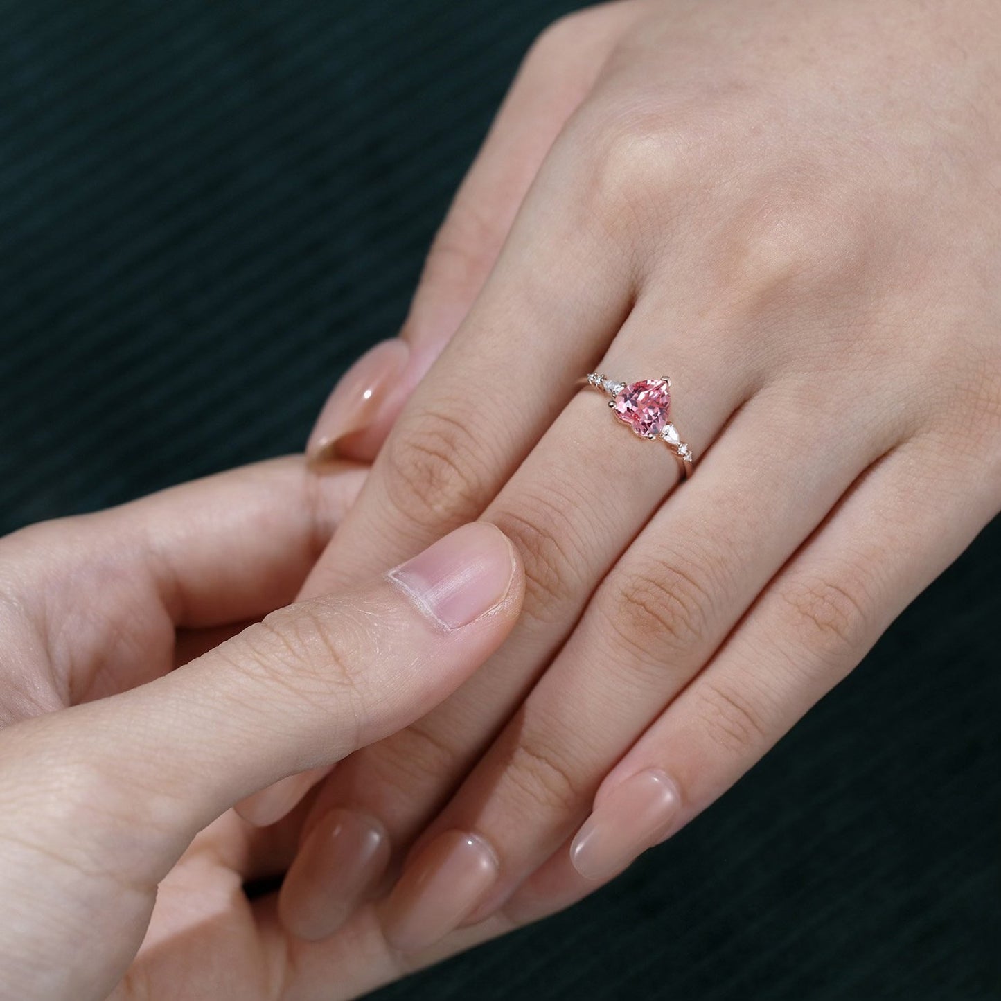 Heart Shaped Pink Sapphire Engagement Ring Cute Promise Ring