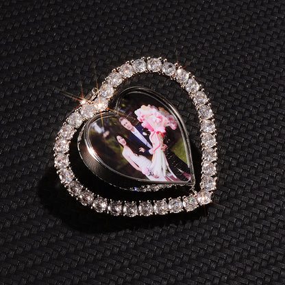 3D Heart Shaped Custom Rotating Picture Pendant