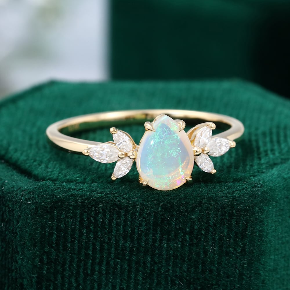 Delicate Pear Shaped Opal Ring