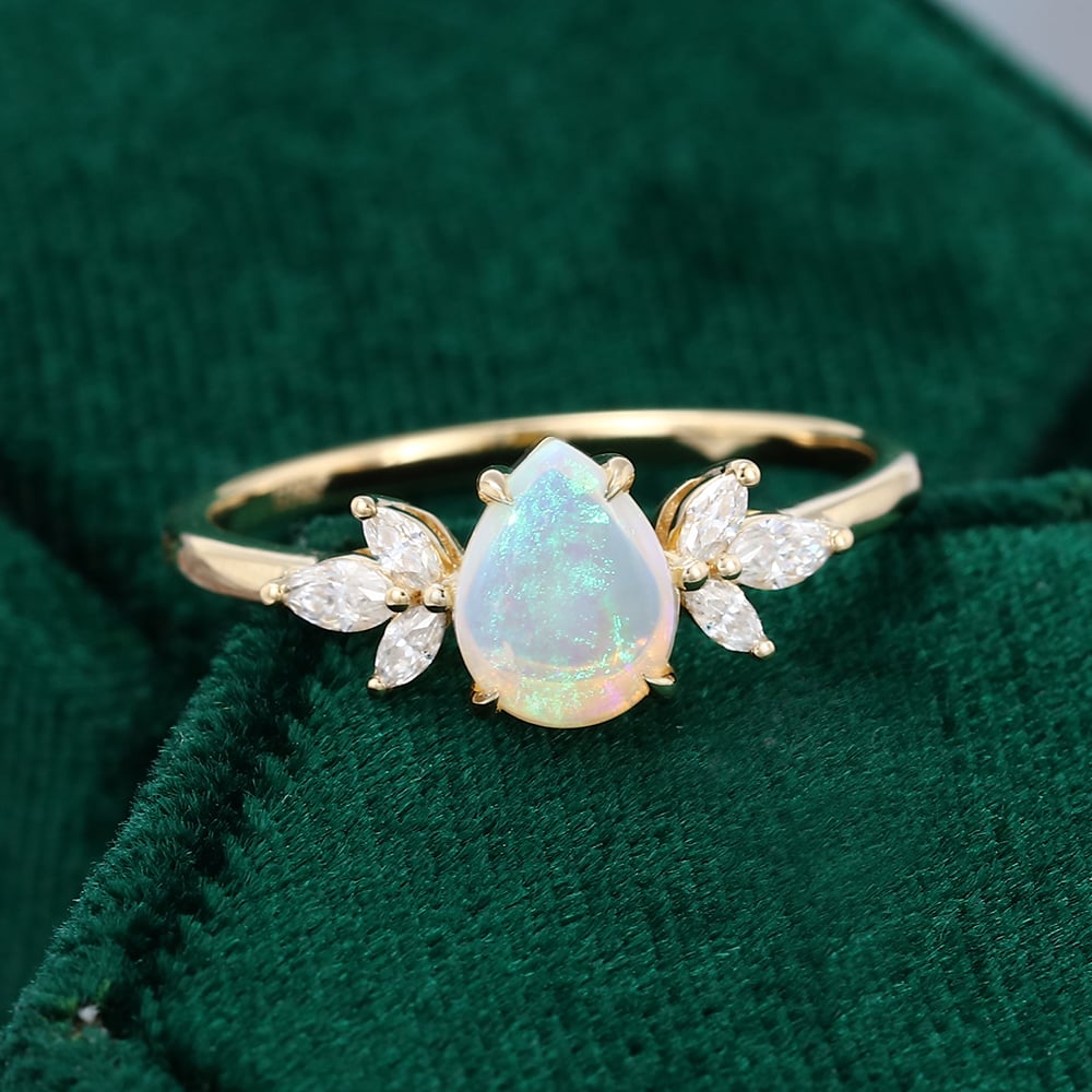 Delicate Pear Shaped Opal Ring
