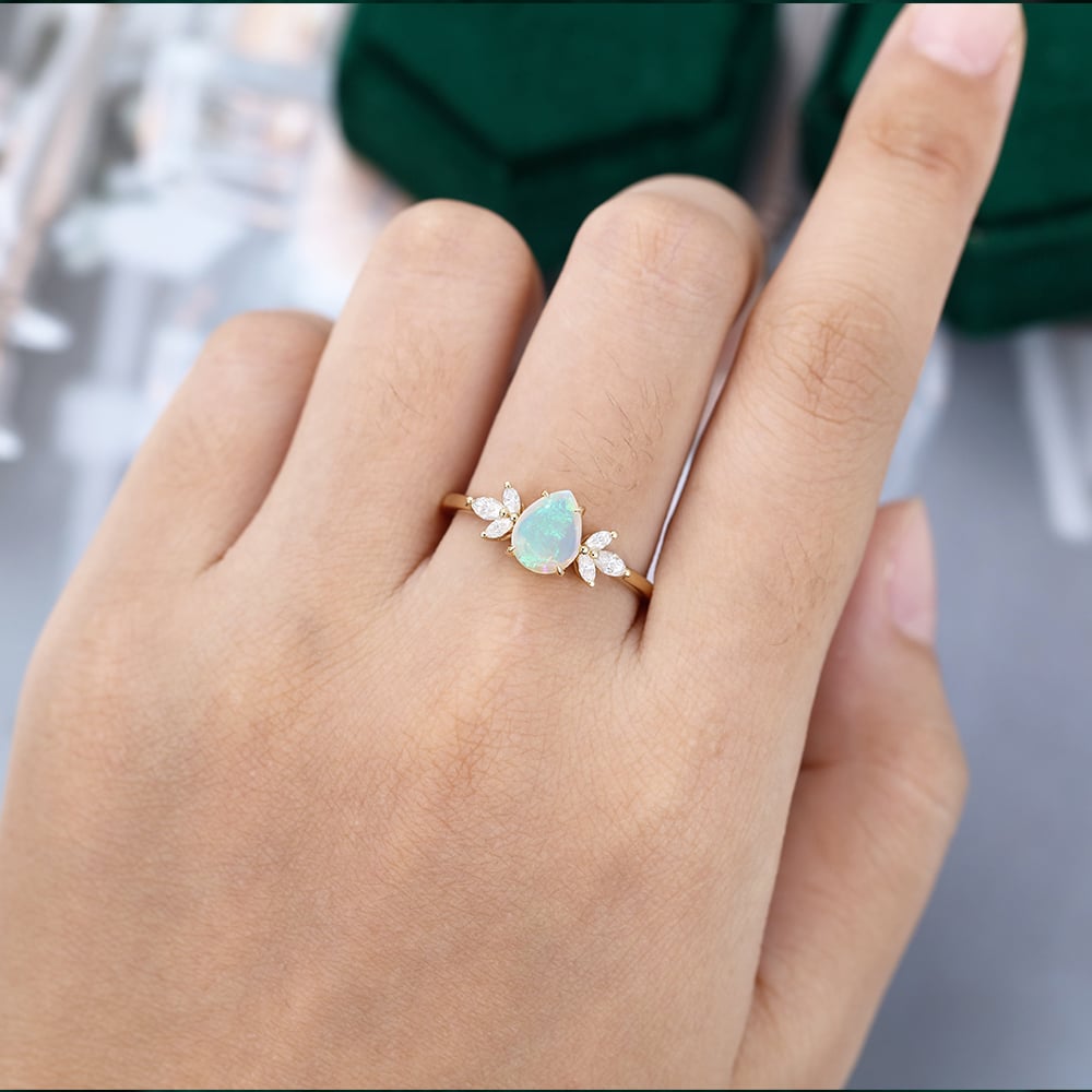 Delicate Pear Shaped Opal Ring