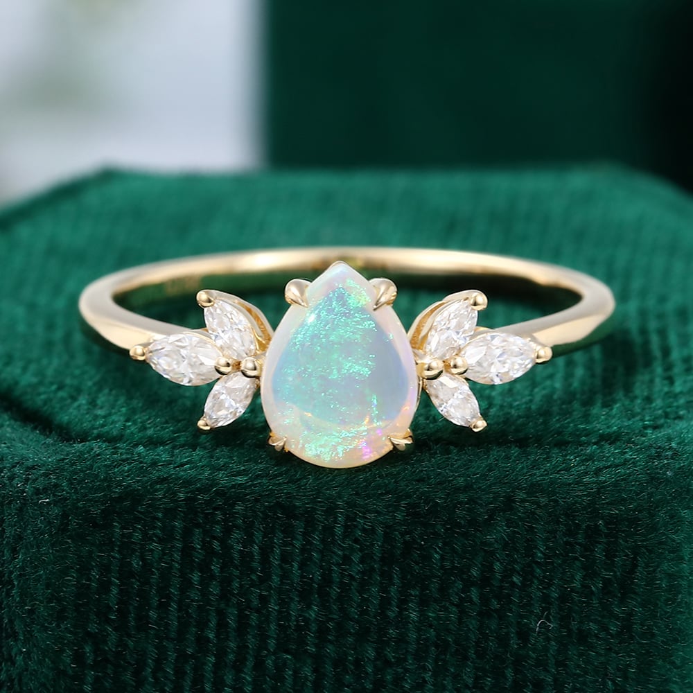 Delicate Pear Shaped Opal Ring