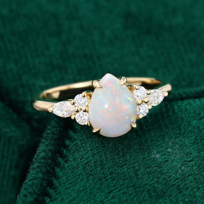 Pear Shaped Opal Engagement Ring