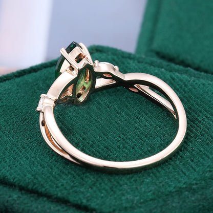 Marquise Cut Emerald Vintage Engagement Ring Split Shank