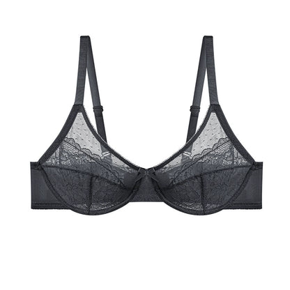 Enchante Floral Lace Unlined BreathableMesh Comfort Non-padded Full Coverage PlusSize Adjustable Straps Underwire Bra