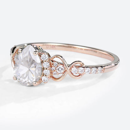 Pear Shaped Moissanite Engagement Ring Infinity Bridal Ring