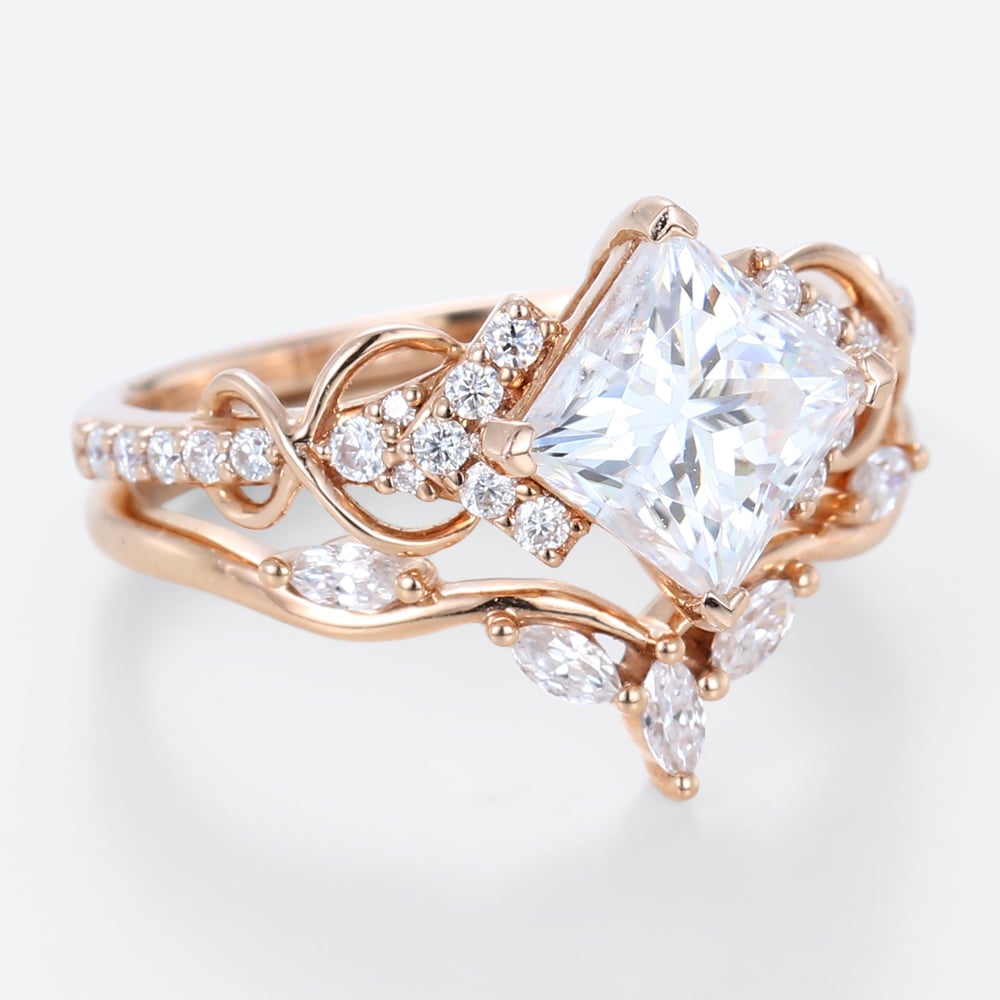 Princess Cut Moissanite Bridal Ring Set Infinity Engagement Ring