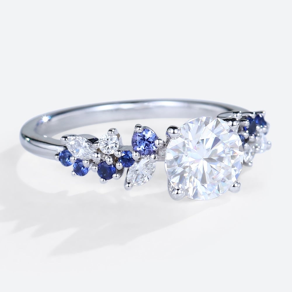 Round Cut Moissanite Engagement Ring Nature-Inspired Bridal Ring