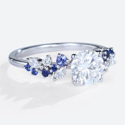 Round Cut Moissanite Engagement Ring Nature-Inspired Bridal Ring