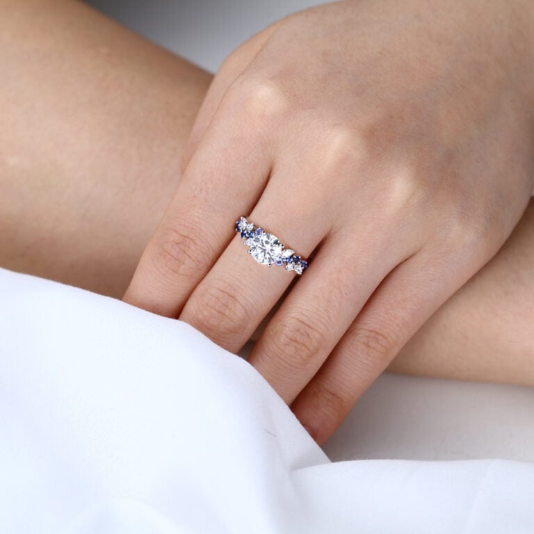 Round Cut Moissanite Engagement Ring Nature-Inspired Bridal Ring