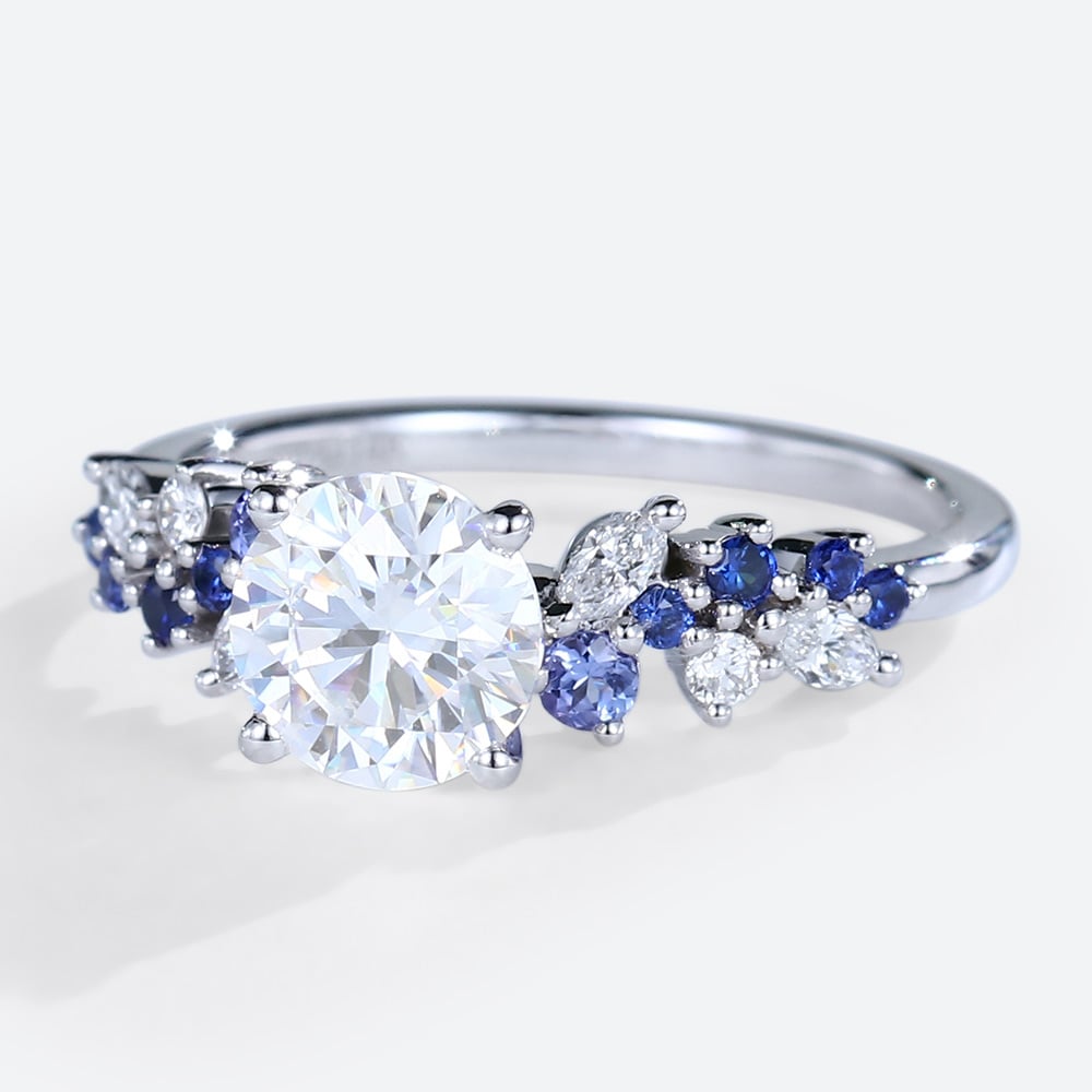 Round Cut Moissanite Engagement Ring Nature-Inspired Bridal Ring
