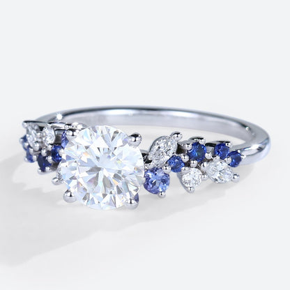Round Cut Moissanite Engagement Ring Nature-Inspired Bridal Ring