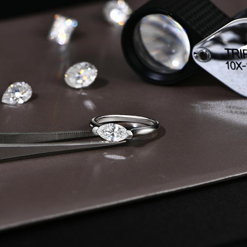 1CT Marquise Shape Synthetic Moissanite Ring