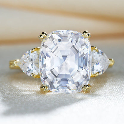 Romantic Cushion Cut Three Stone Engagement Ring
