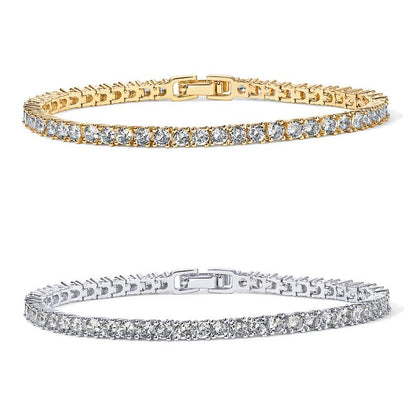 Gold Plated 3mm Cubic Zirconia Classic Tennis Bracelet