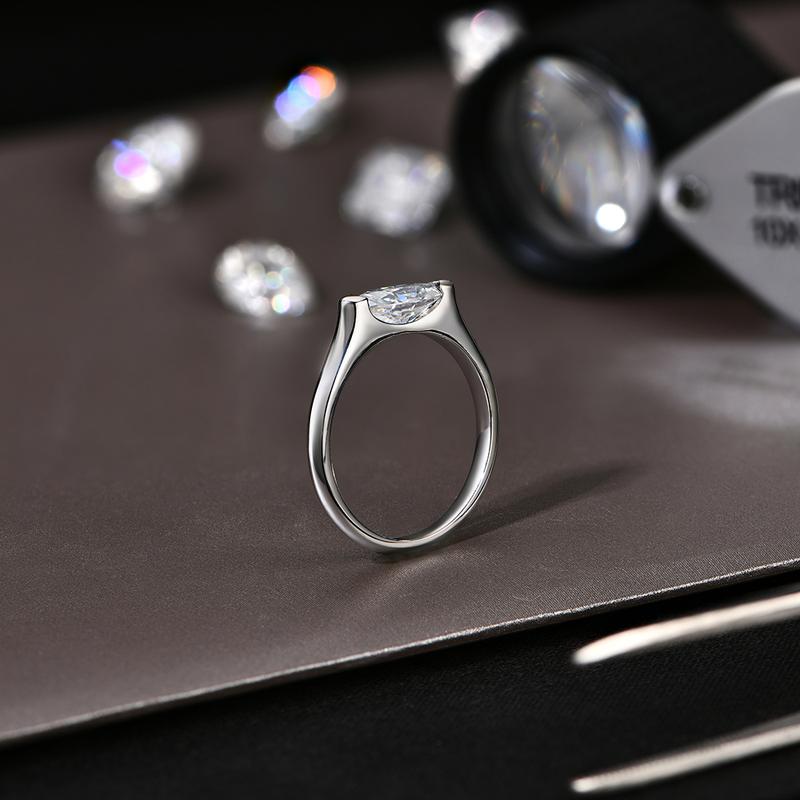 1CT Marquise Shape Synthetic Moissanite Ring