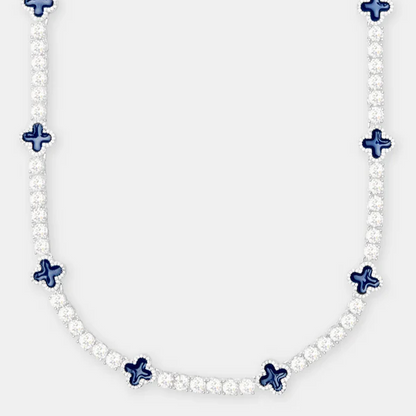Blue Motif Tennis Gemstone Necklace