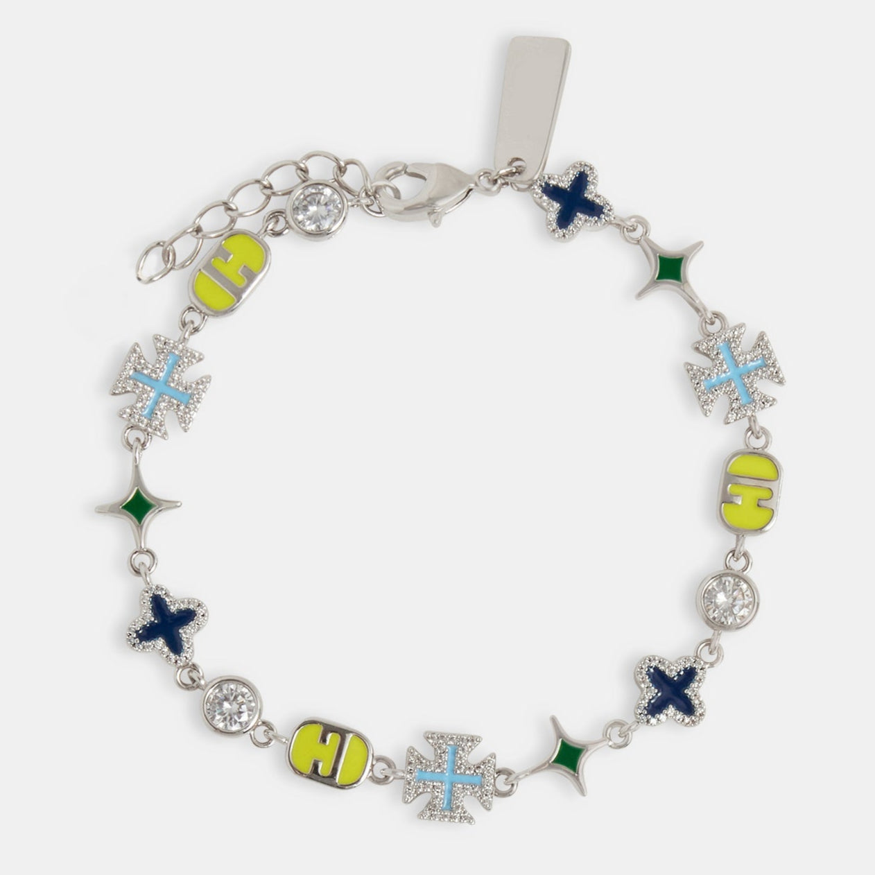 Blue Mixed Motif Polished Gemstone Bracelet
