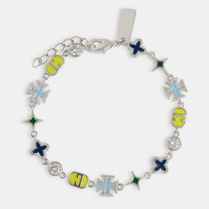 Blue Mixed Motif Polished Gemstone Bracelet