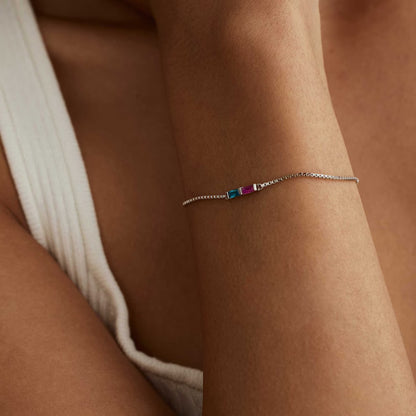 Gold Baguette Birthstone Bracelet
