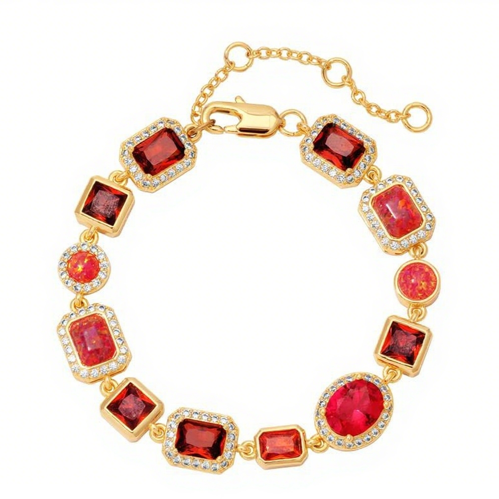 Sunrise Glow Red Gemstone Bracelet