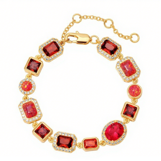 Sunrise Glow Red Gemstone Bracelet
