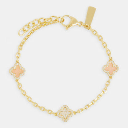 Pink Agate & Iced Motif Rolo Gemstone Bracelet