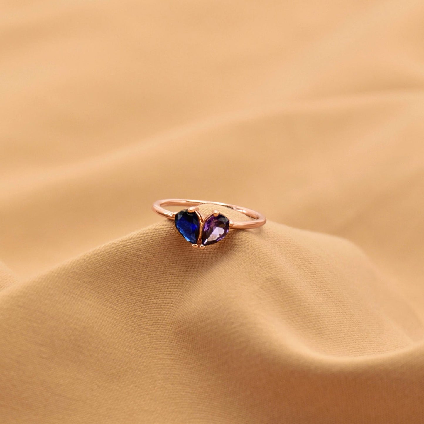 Custom Heart Birthstone Ring